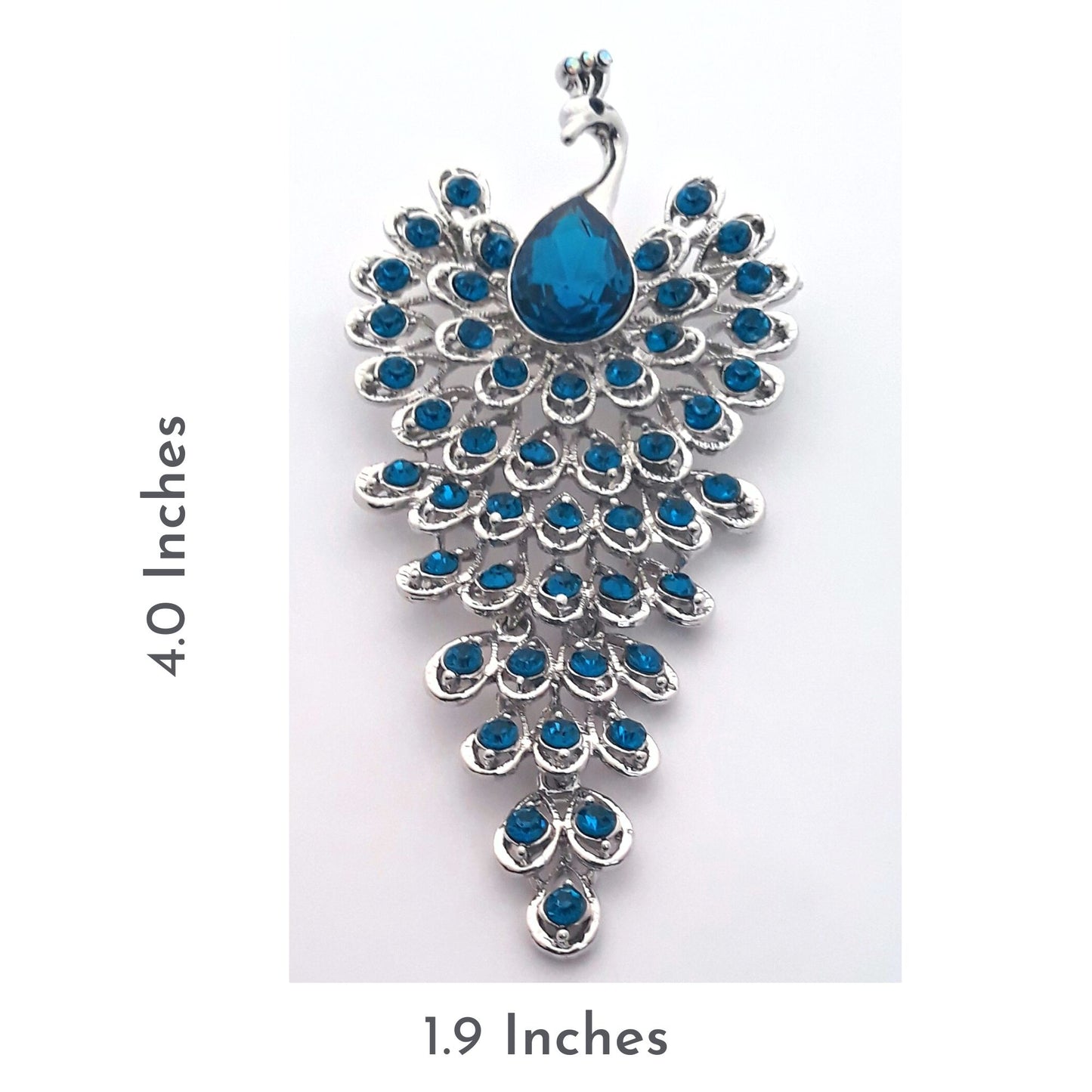 Luxury Blue Rhinestone Peacock Brooch Pin