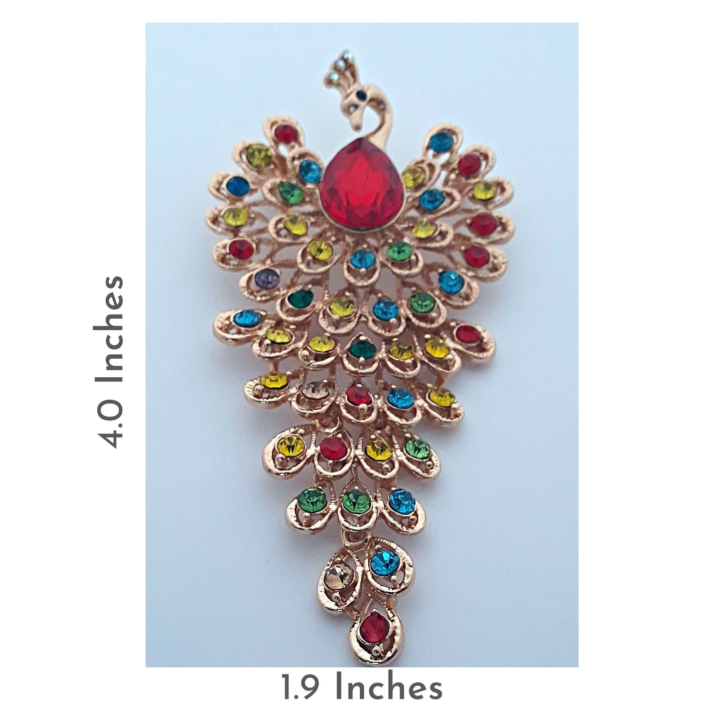 Luxury Multicolor Rhinestone Peacock Brooch Pin