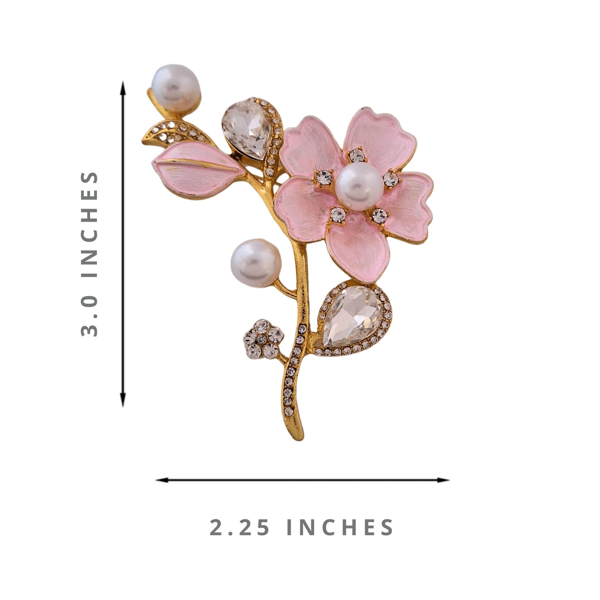 Fancy Brooch - Flower Blossom Pearl Clear Rhinestones Brooch Pin