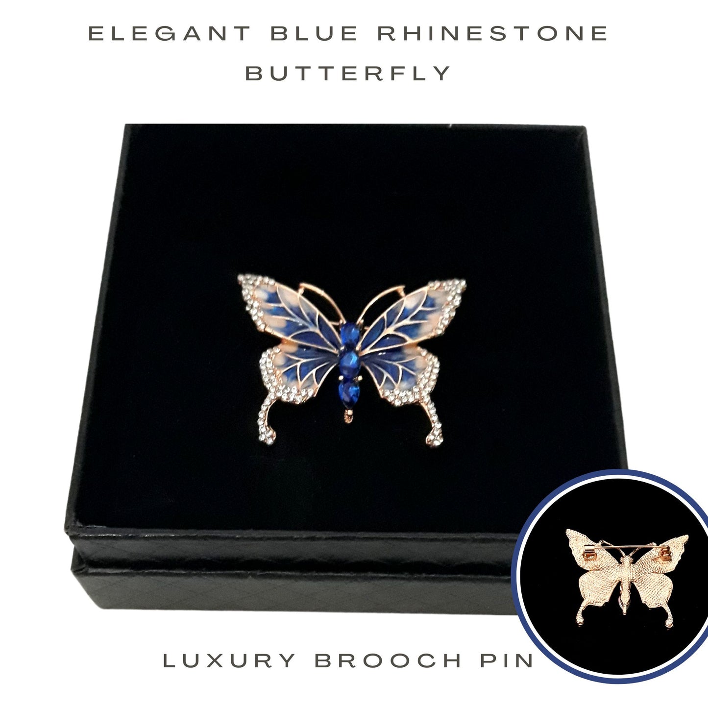 Fancy Brooch - Elegant blue Rhinestone butterfly brooch