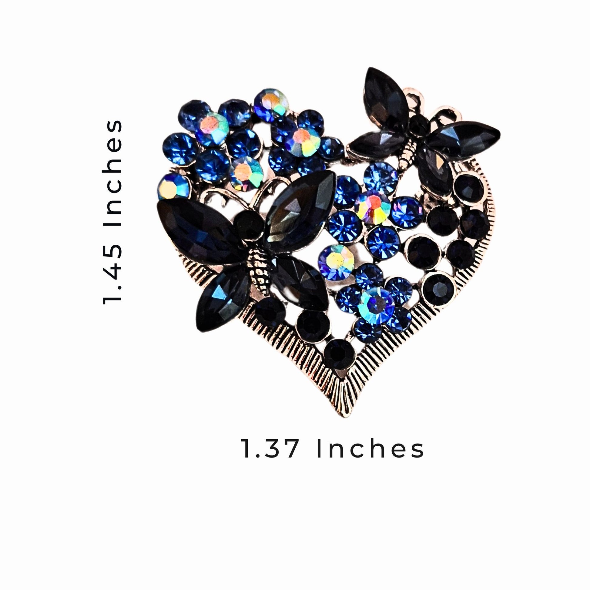 Fancy Brooch - Sparkling Blue Rhinestones Butterfly Heart Brooch