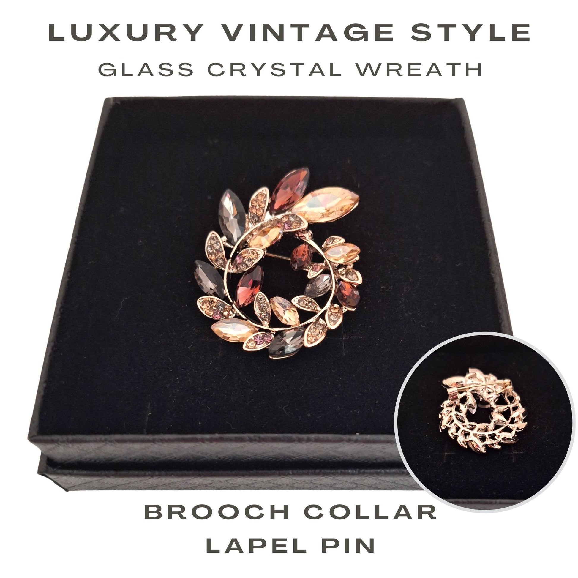 Fancy Brooch - Luxury Vinatage Style Glass crystal wreath brooch pin