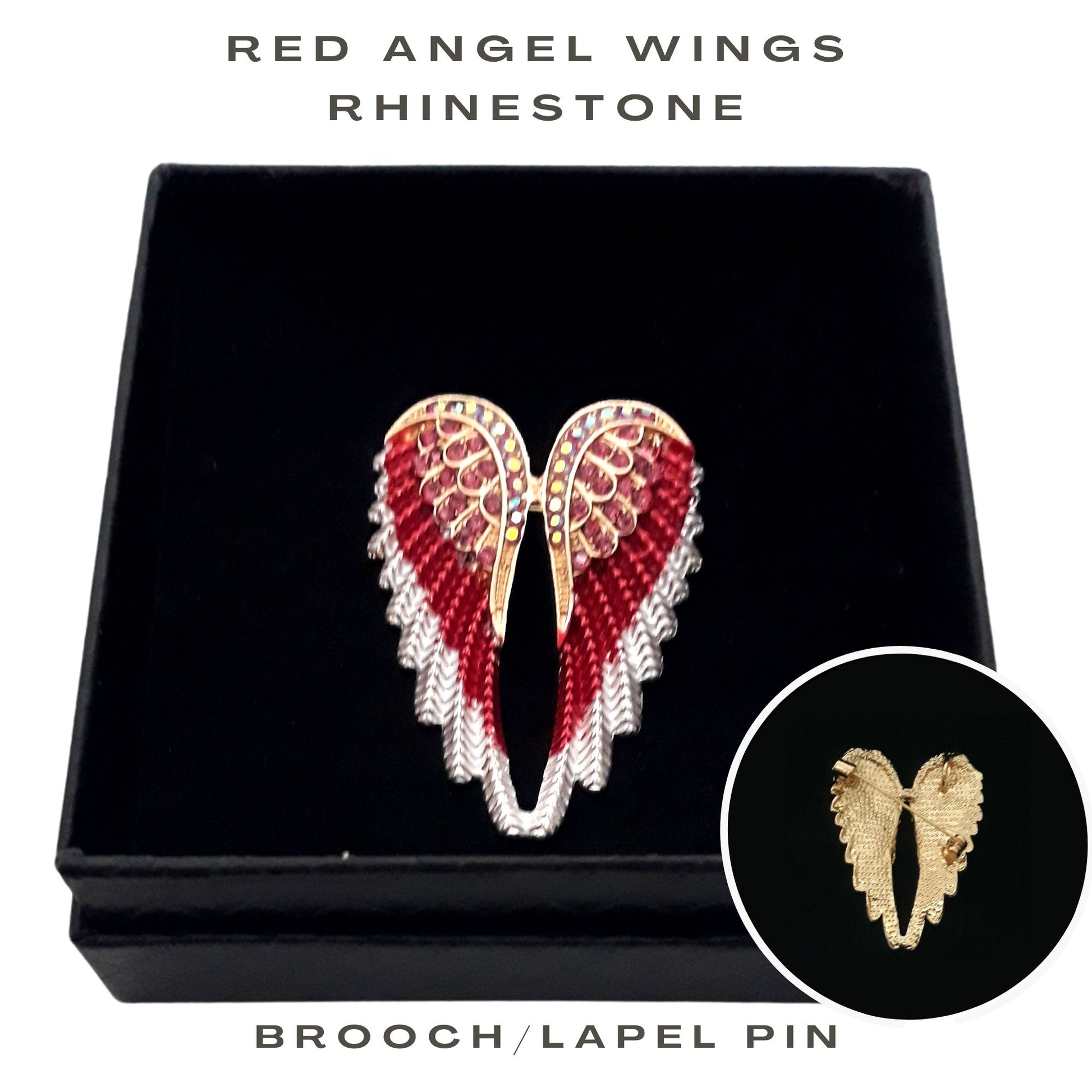 Fancy Brooch - Gift of remembrance angel wings rhinestone brooch pin