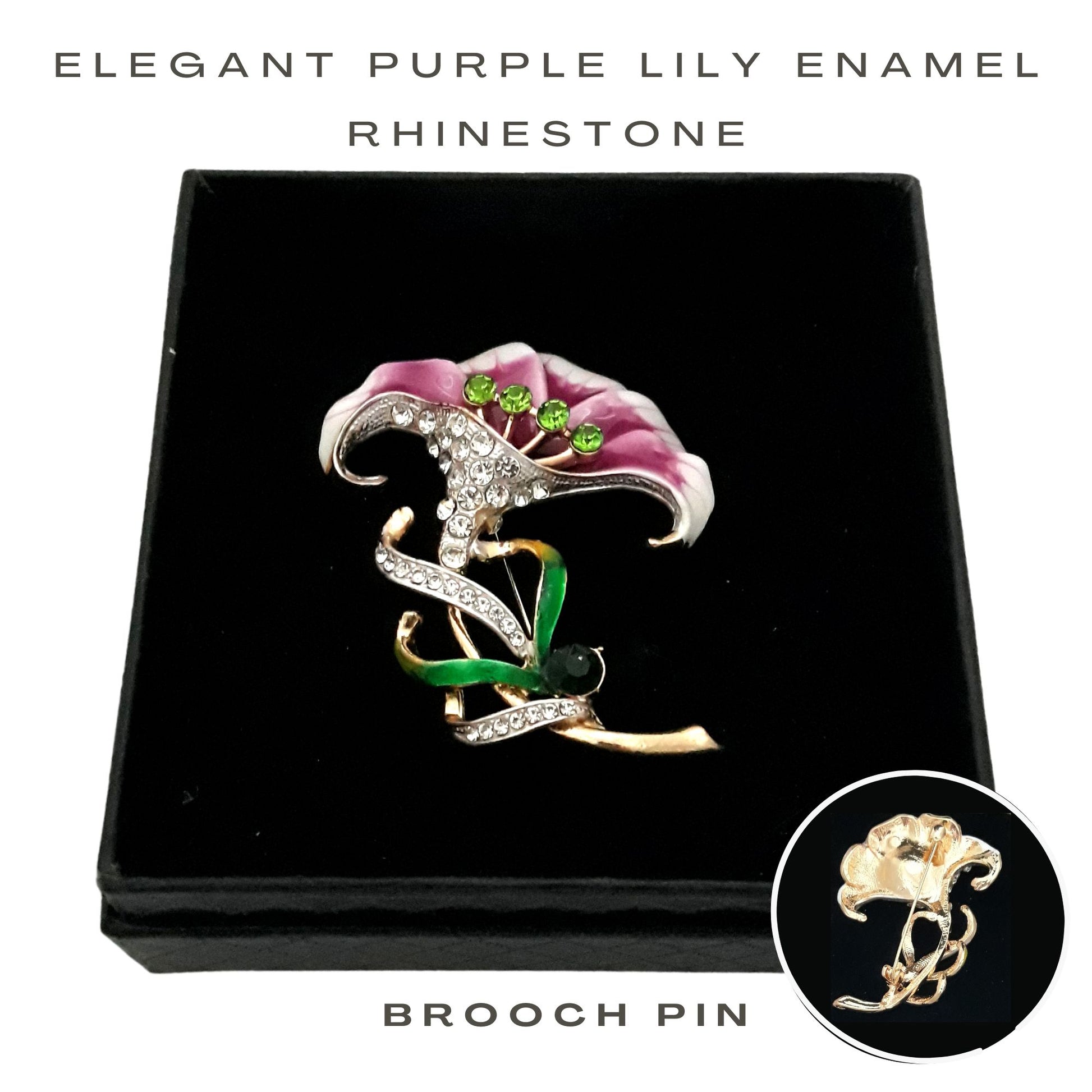 Fancy Brooch - Elegant Purple Lilly Rhinestone Enamel Brooch Pin