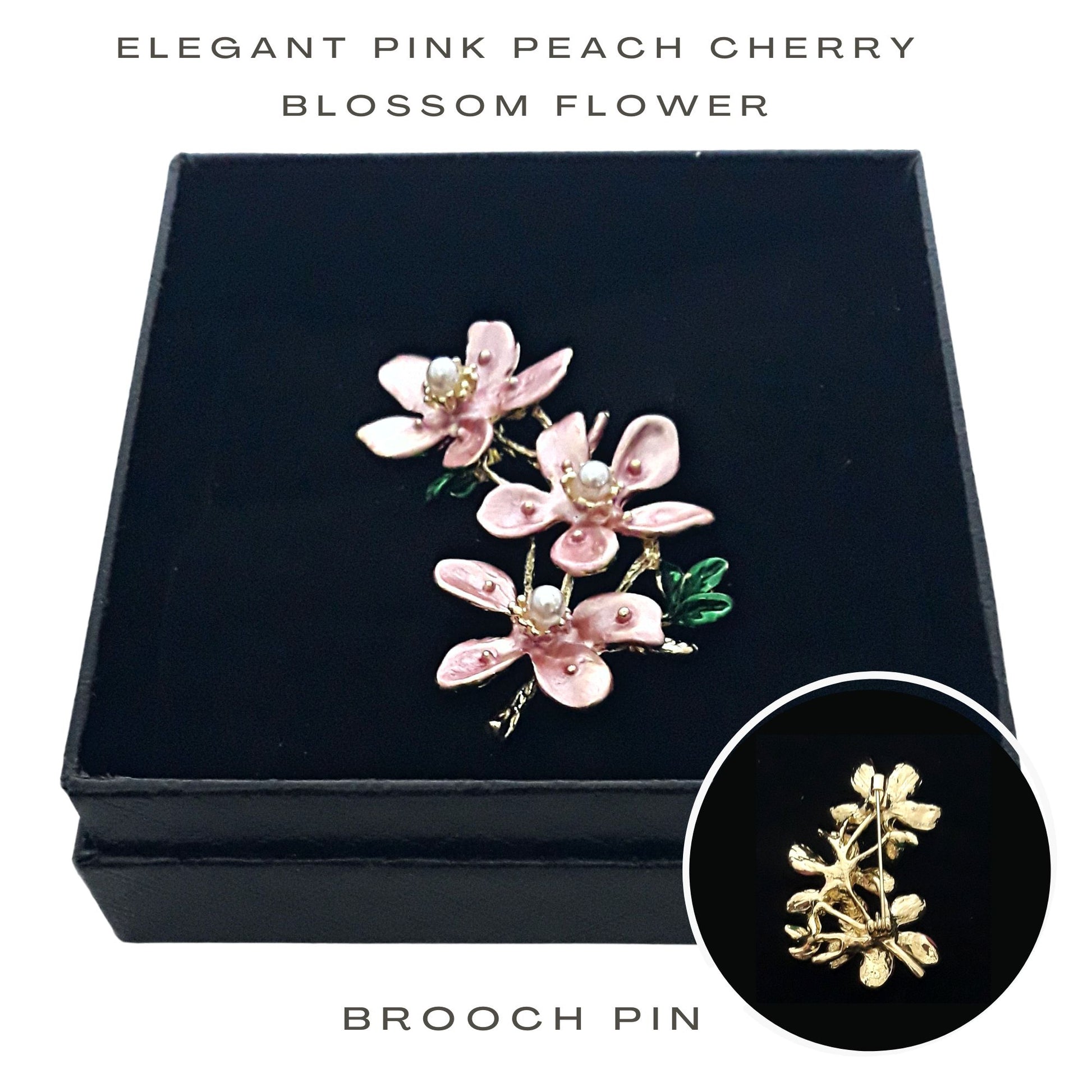 Fancy Brooch - Elegant Pink Peach Cherry Blossom Flower Brooch Pin