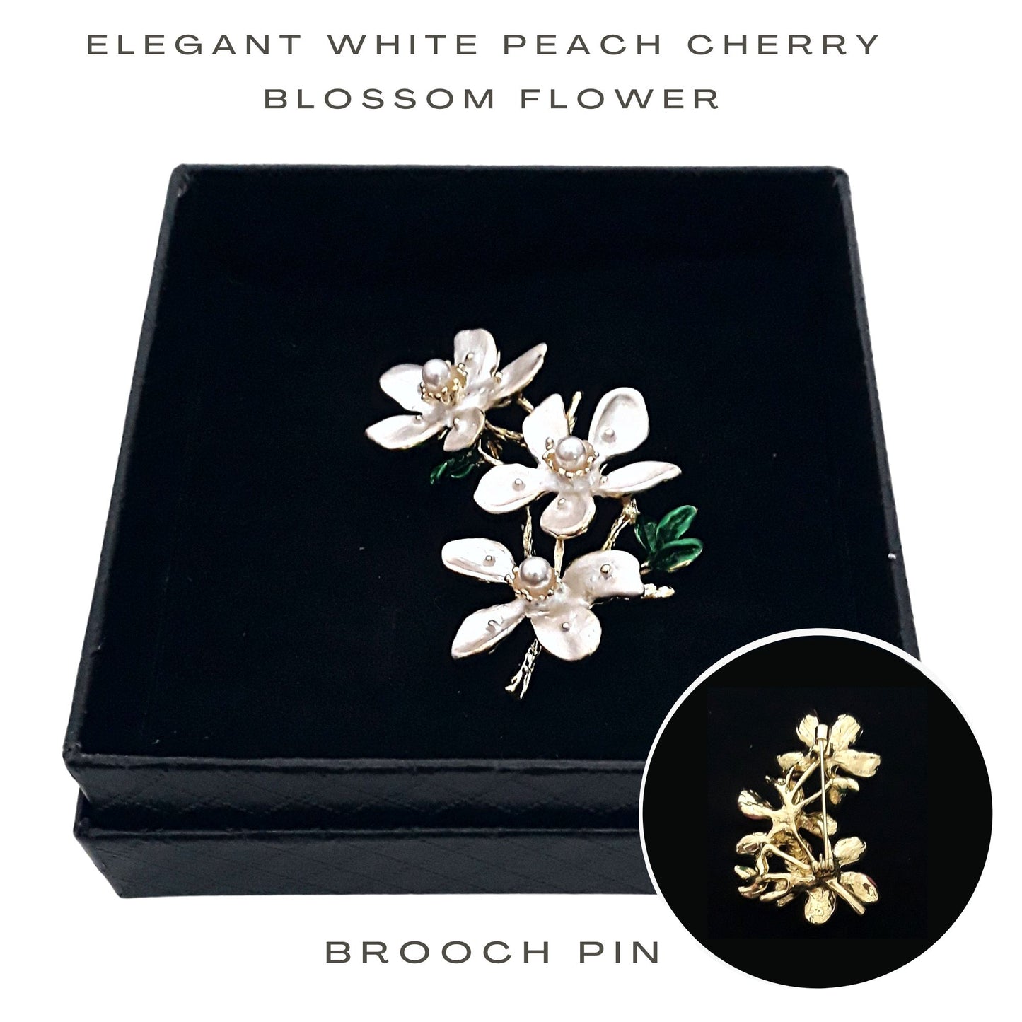 Fancy Brooch - Elegant White Cherry Blossom Flower Brooch Pin