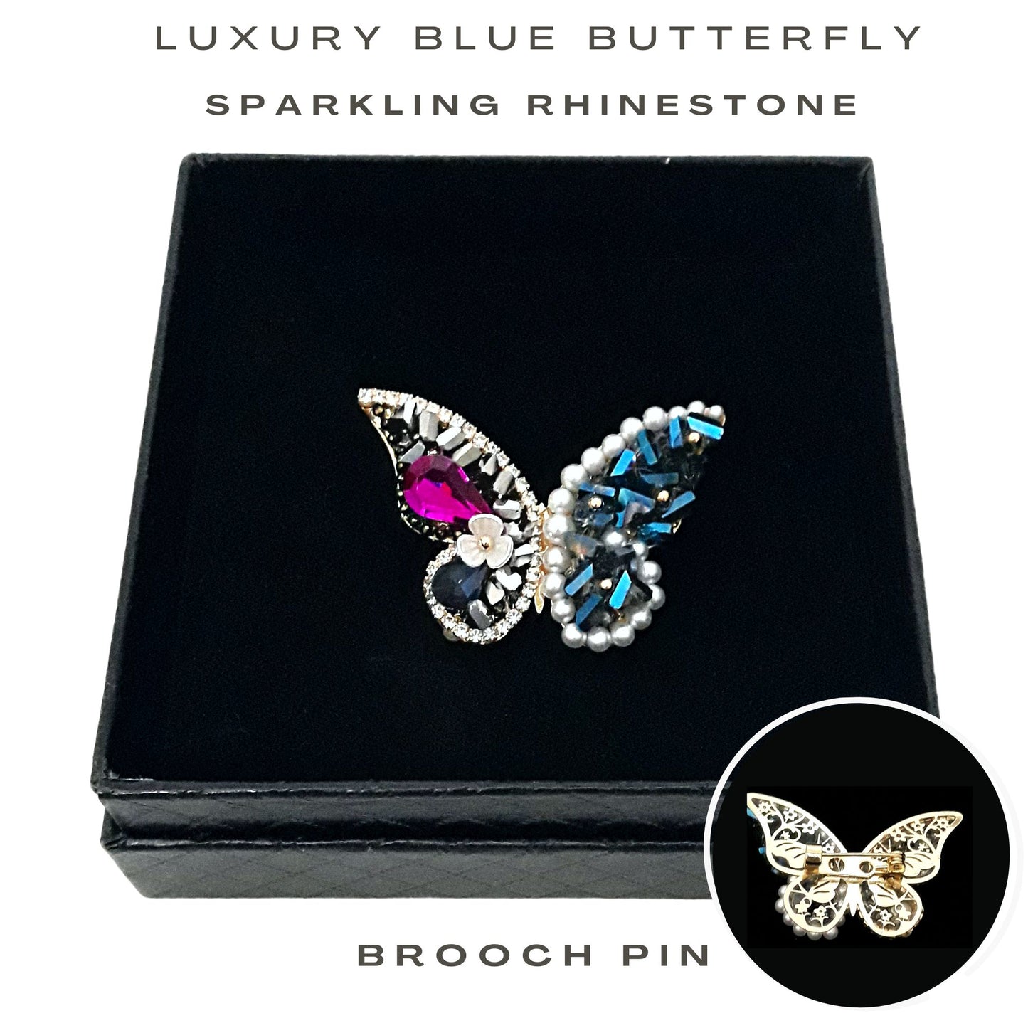 Fancy Brooch - Luxury Blue Butterfly Sparkling Rhinestone Brooch Pin