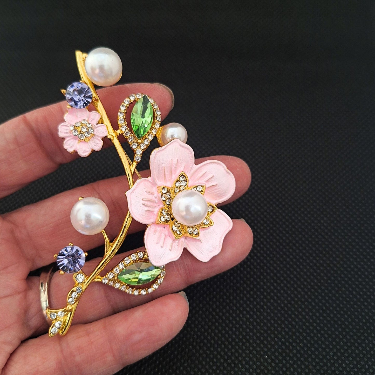 Fancy Brooch - Flower Blossom Pearl Multicolor Rhinestones Brooch Pin