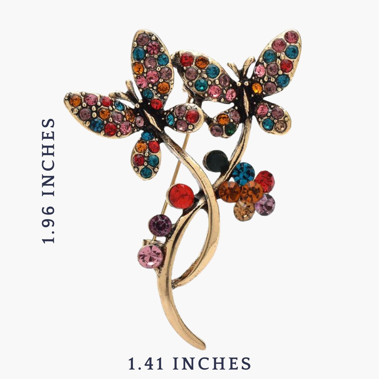 Modern Multicolor Rhinestone Butterfly Brooch