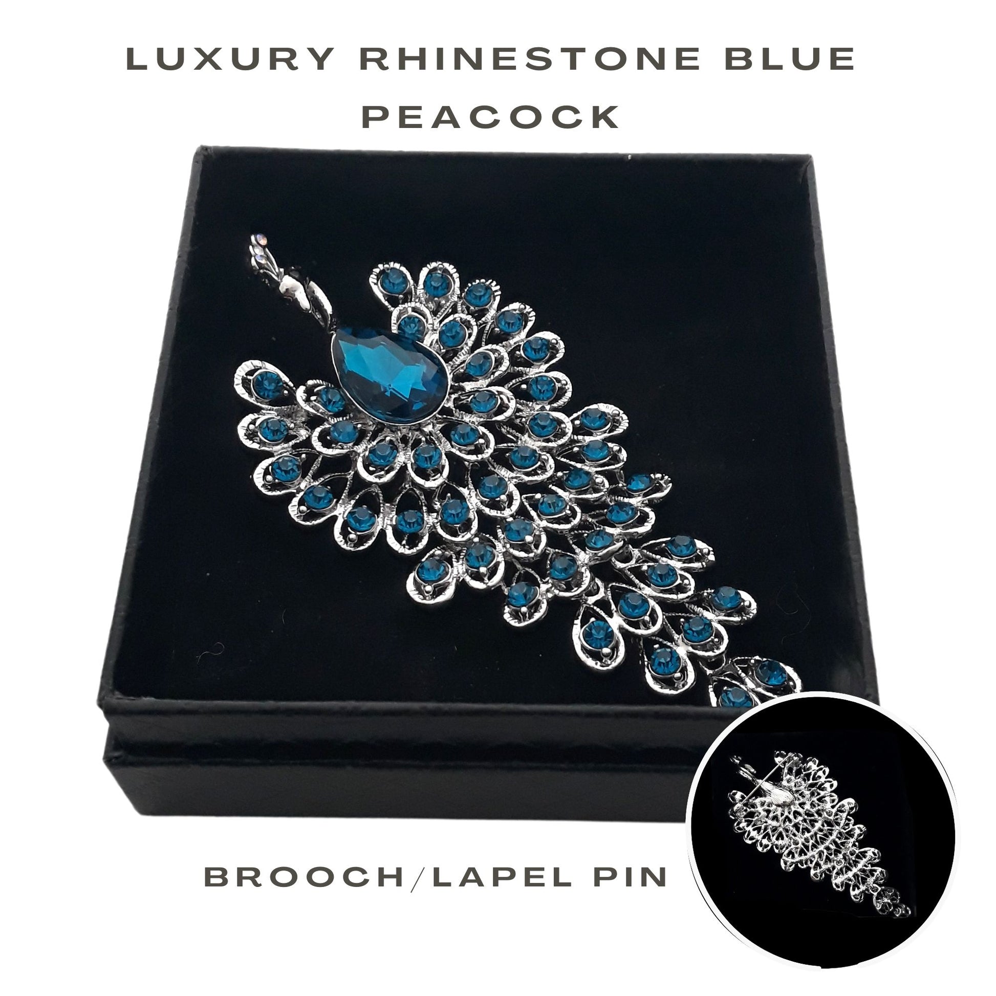 Fancy Brooch - Sparkling Blue Rhinestones Peacock Brooch Pin 