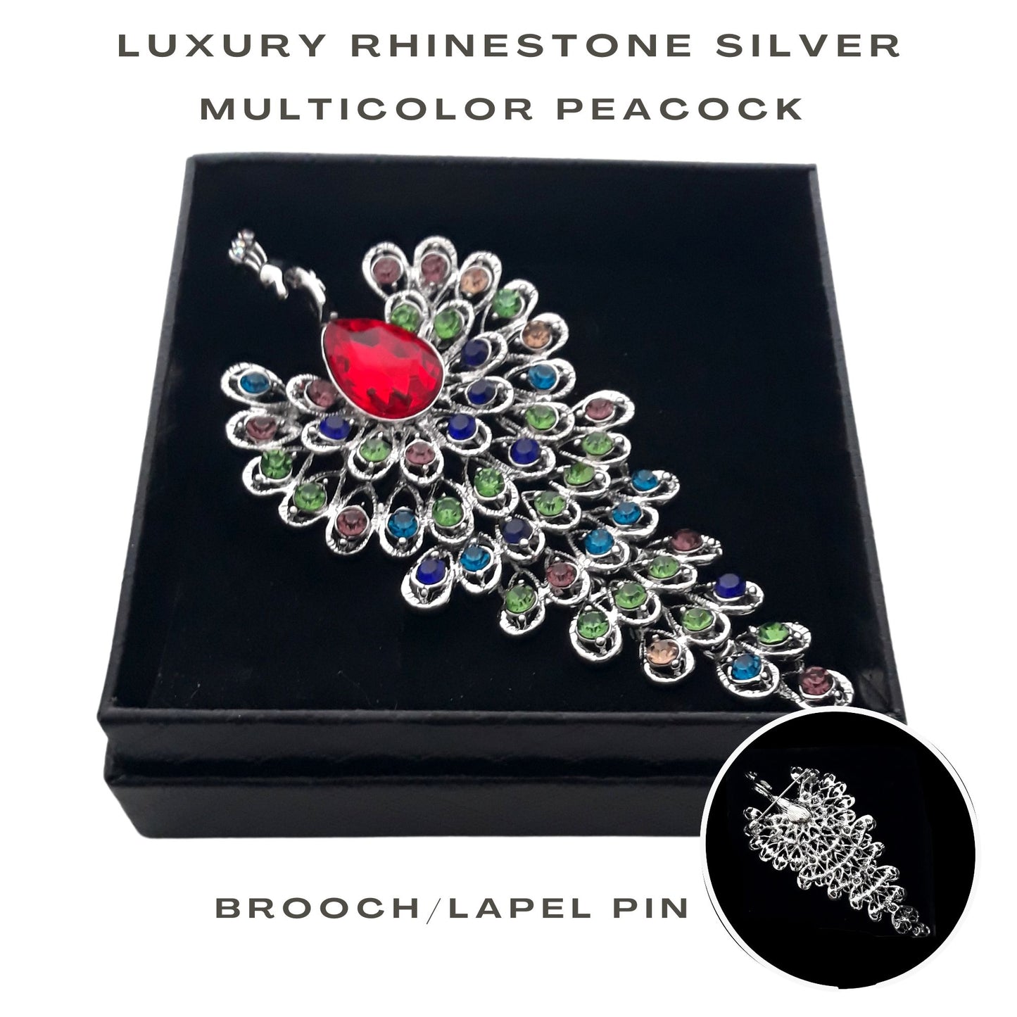 Luxury Multicolor Rhinestone Peacock Brooch Pin