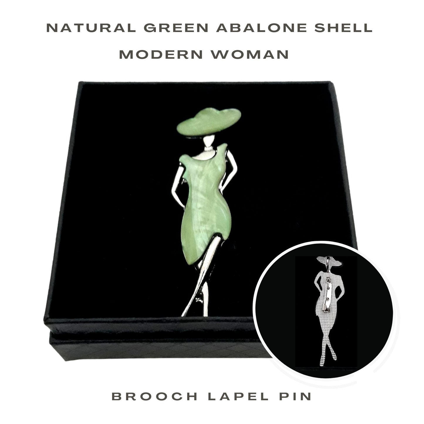 gifthub jewelry - Natural Green Shell Modern Woman Brooch Lapel Pin