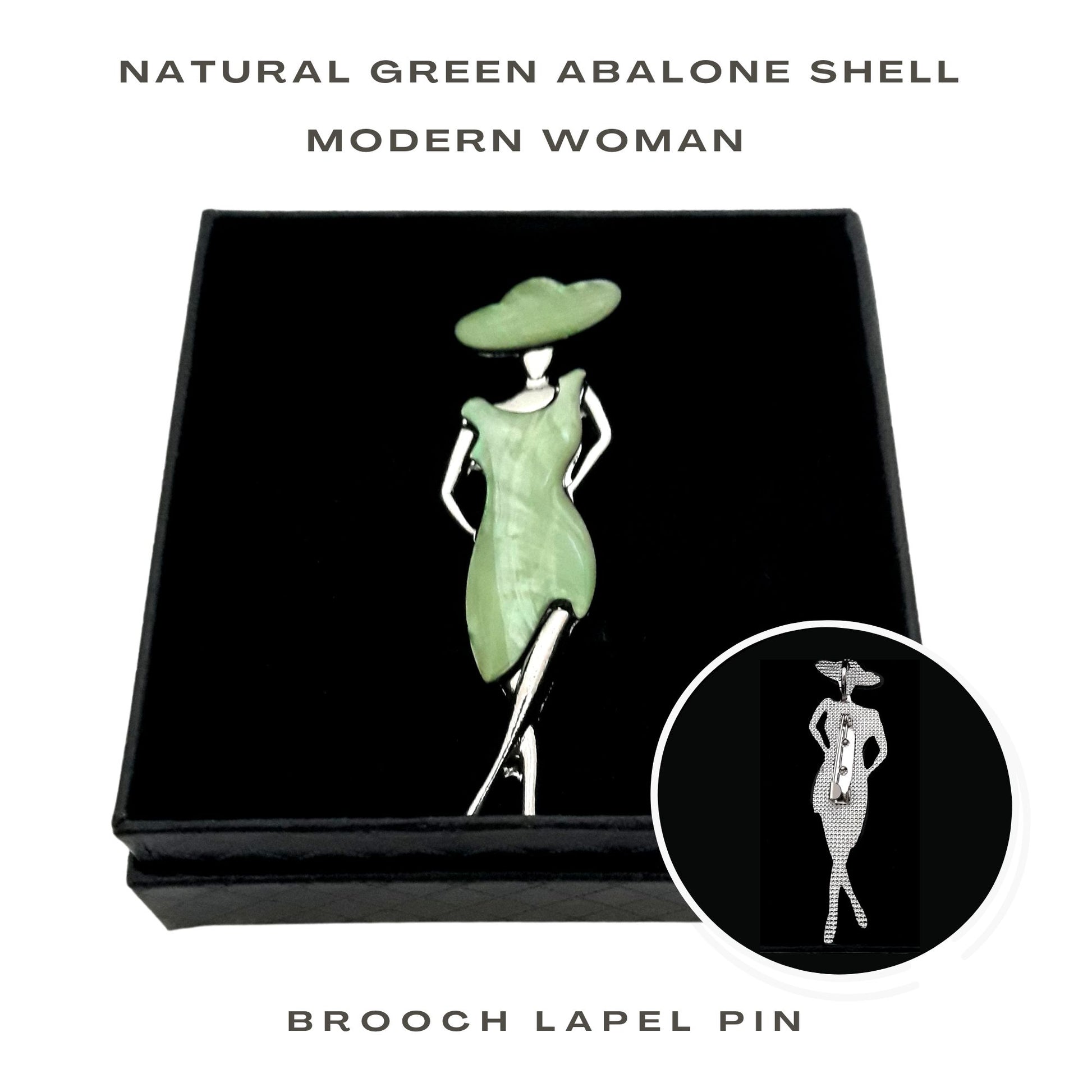 gifthub jewelry - Natural Green Shell Modern Woman Brooch Lapel Pin