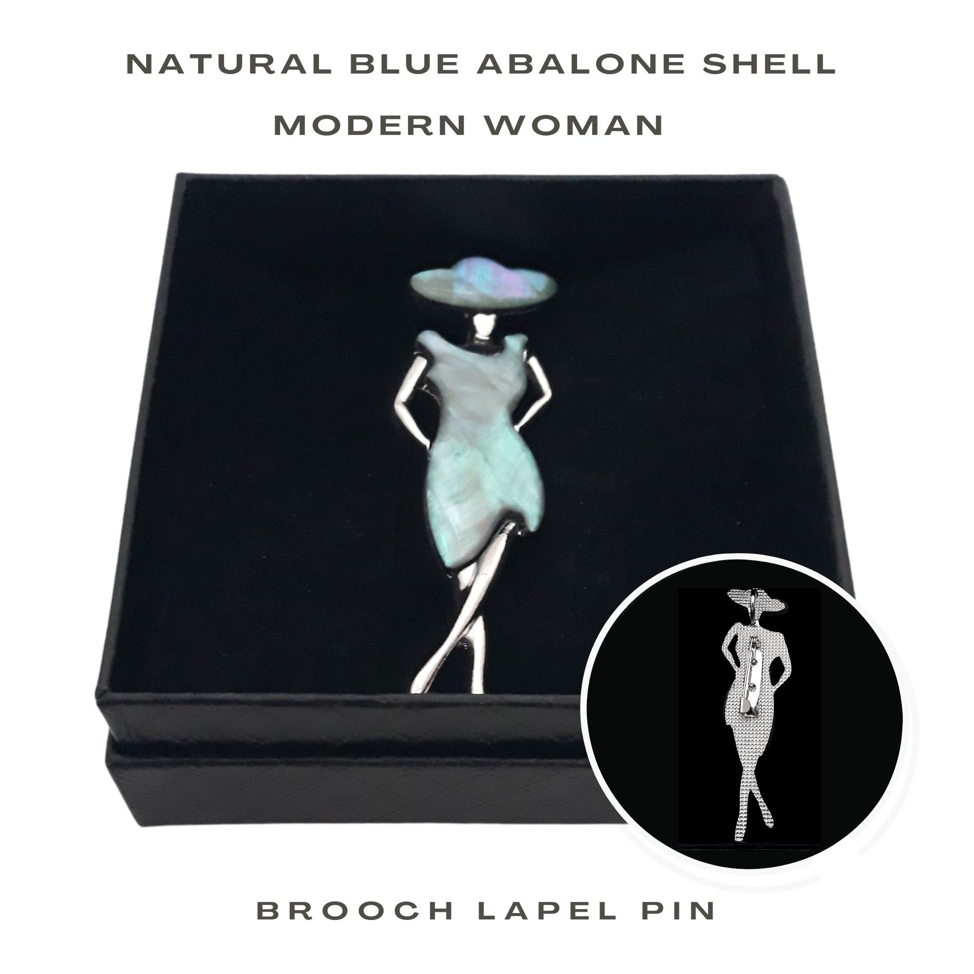 gifthub jewelry - Natural Blue Shell Modern Woman Brooch Lapel Pin