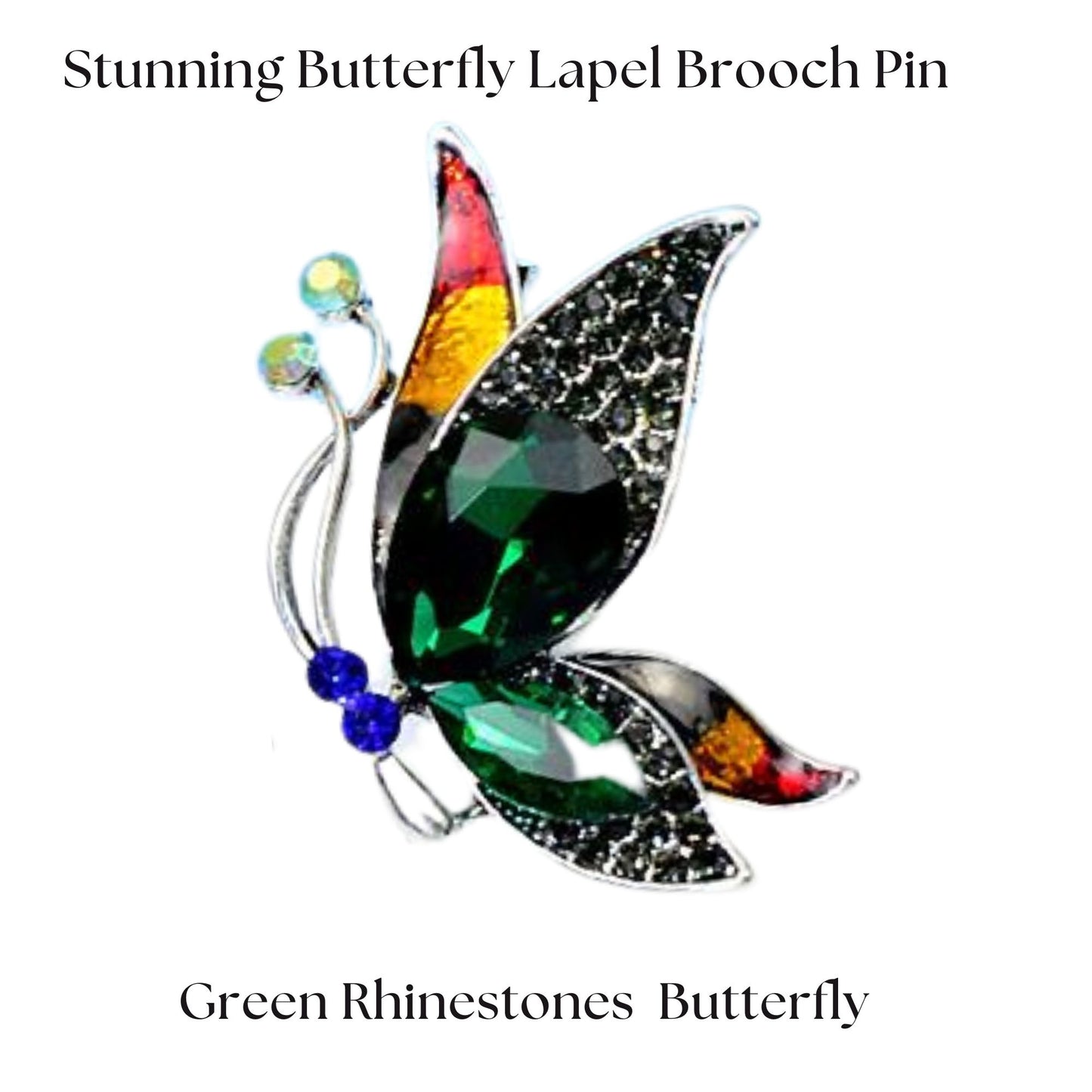 Shimmering Colorful Rhinestone Butterfly Brooch Pin