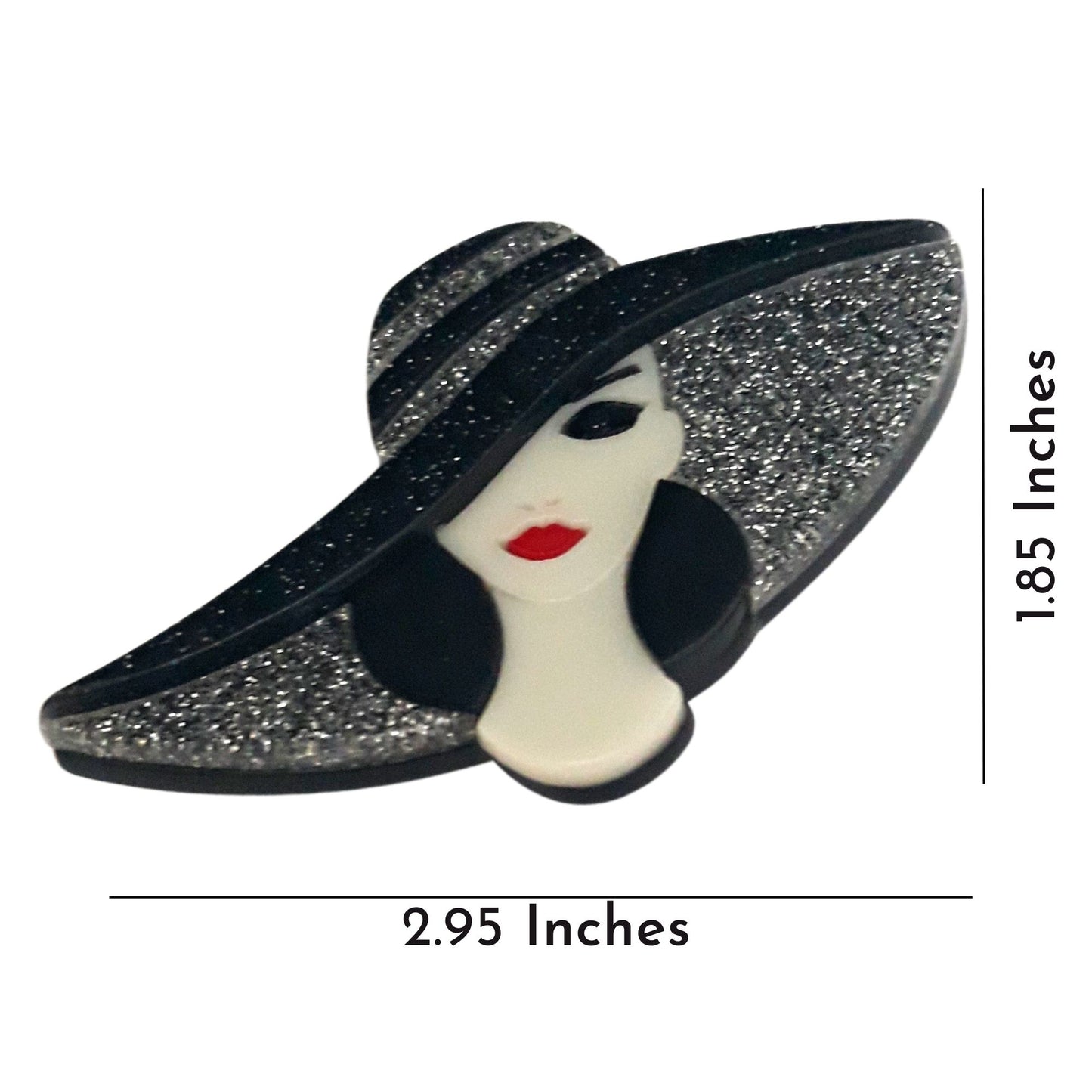 Elegant Fashion Large Hat Lady Acrylic Brooch Lapel Pin