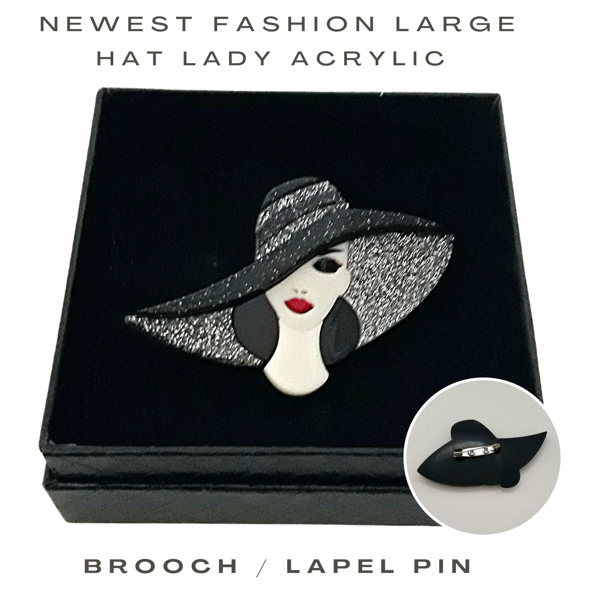 Fancy Brooch - Newest Fashion Large Hat Lady Acrylic Brooch Pin