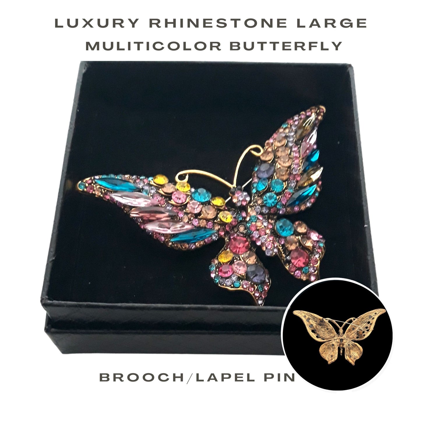 Fancy Brooch - Luxury Rhinestones Large Multicolor Butterfly Brooch Pin