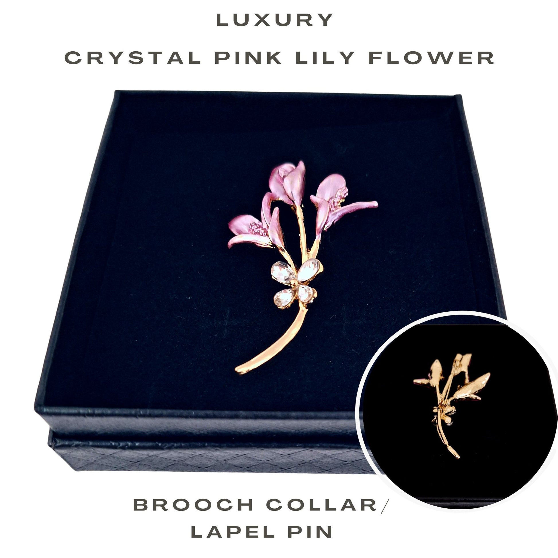 Fancy Brooch- Luxury crystal pink lily brooch collar pin