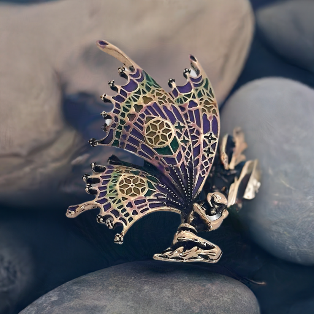 Large Wing Vintage Style Fantasy Fairy Brooch Lapel Pin