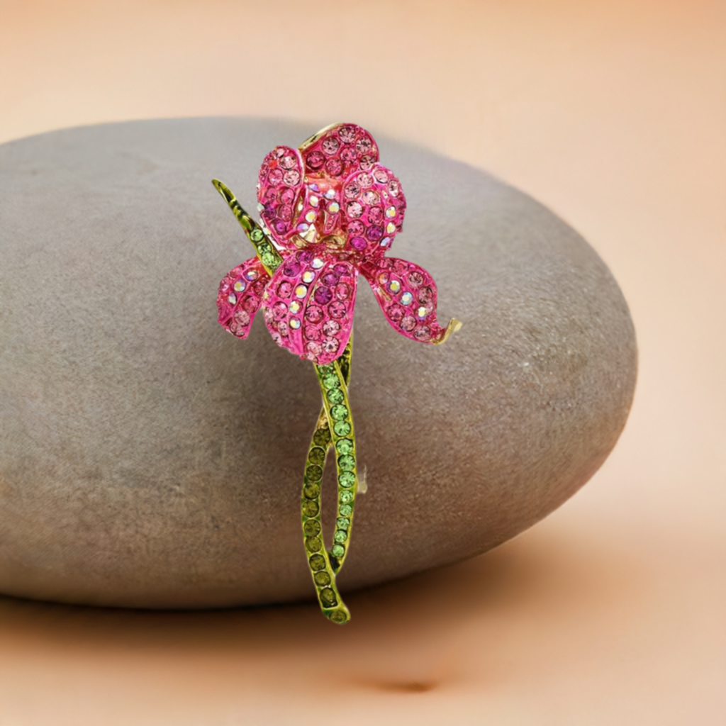 Fancy Brooch-Luxury Pink Flower Orchid brooch collar pin