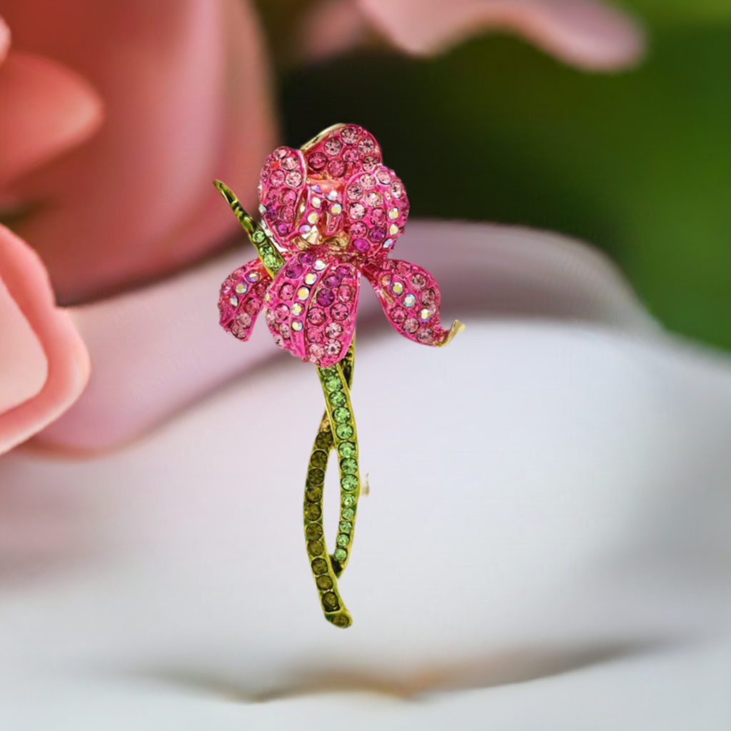 Fancy Brooch-Luxury Pink Flower Orchid brooch collar pin