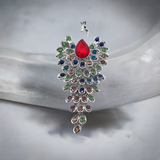 Luxury Multicolor Rhinestone Peacock Brooch Pin