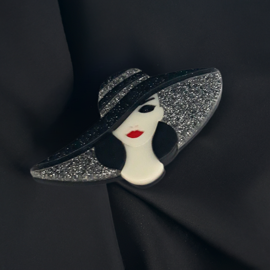 Fancy Brooch - Newest Fashion Large Hat Lady Acrylic Brooch Pin