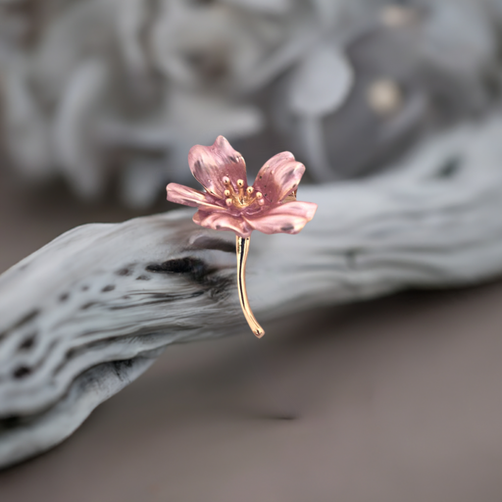 Fancy Brooch - Exquisite pink enamel wedding flower lapel collar pin