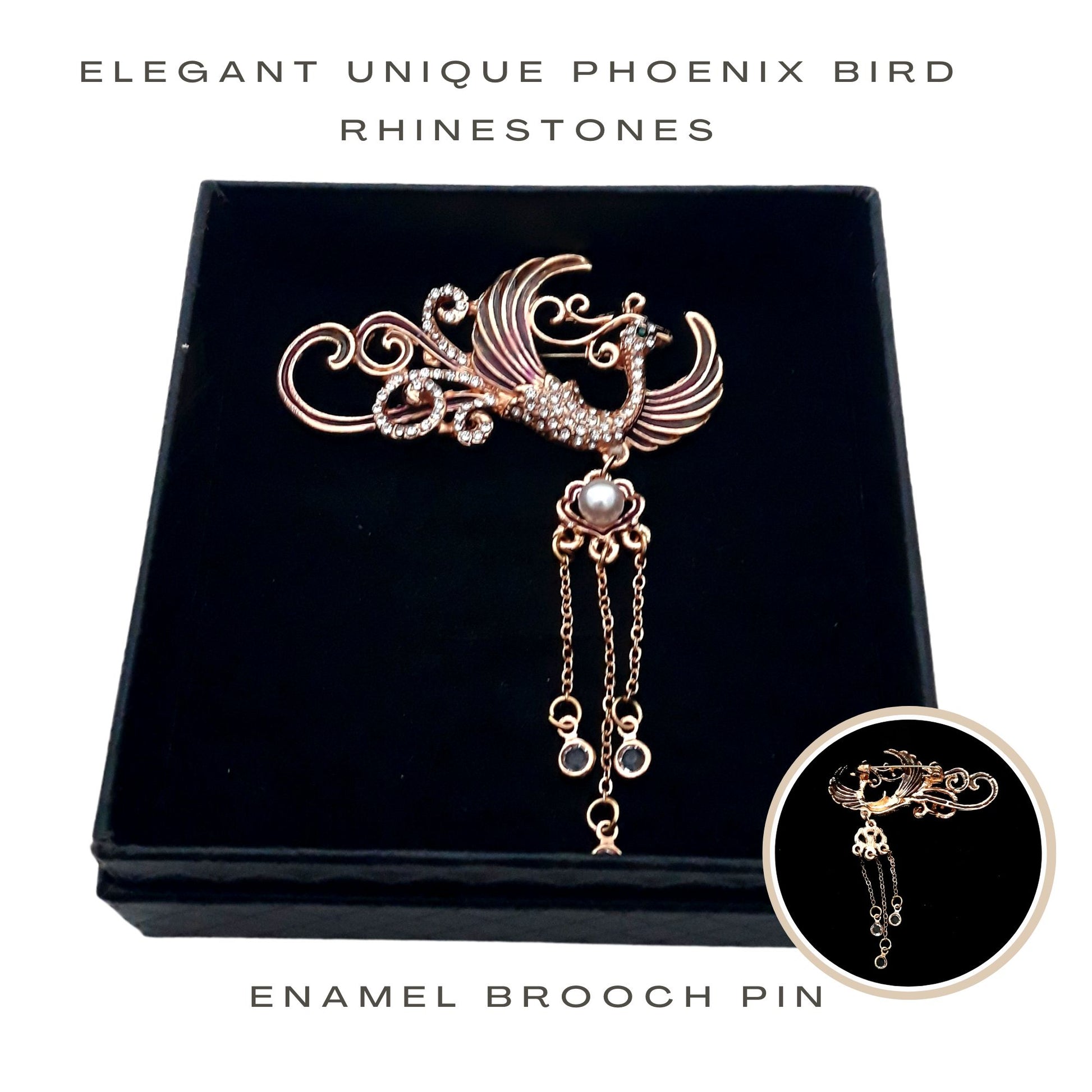 Fancy Brooch - elegant phoenix bird rhinestone brooch pin