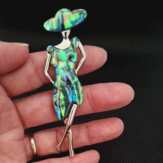 Natural Abalone Shell Modern Woman Brooch Lapel Pin