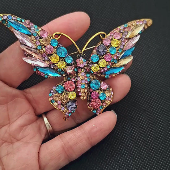 Gifthub Jewelry - Luxury Rhinestones Large Multicolor Butterfly Brooch Pin