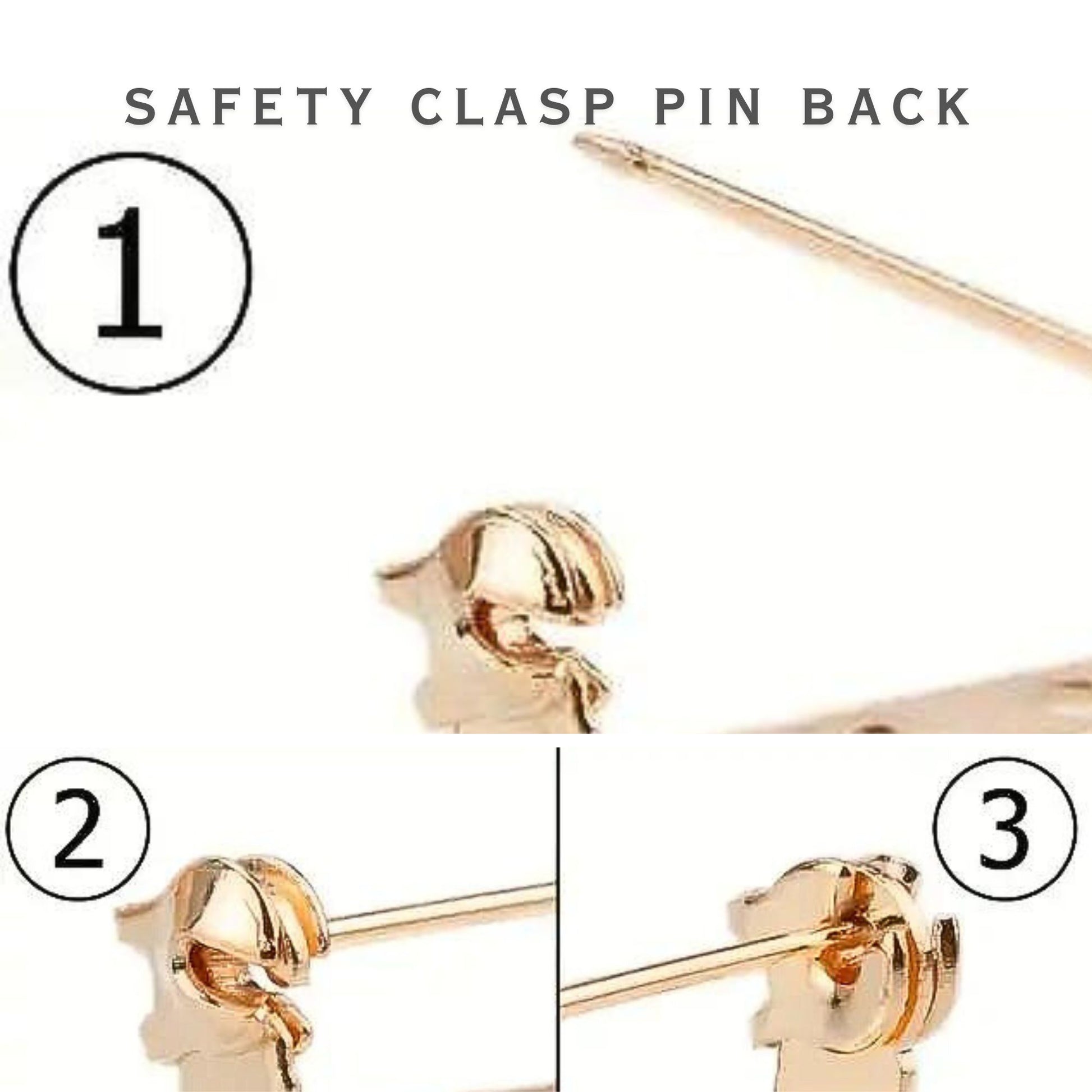 Safety clasp pin back back of brooch